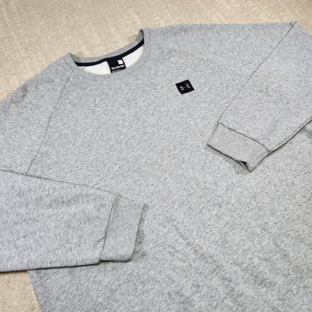 Under Armour Sweatshirt Men XXL Rival Fleece Crewneck Gray Cotton‎ Fleece NEW
